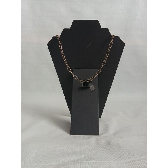 Gold Tone Large Cable Link Chain Metal Circle Pendant Vintage Statement Necklace - Picture 2 of 10